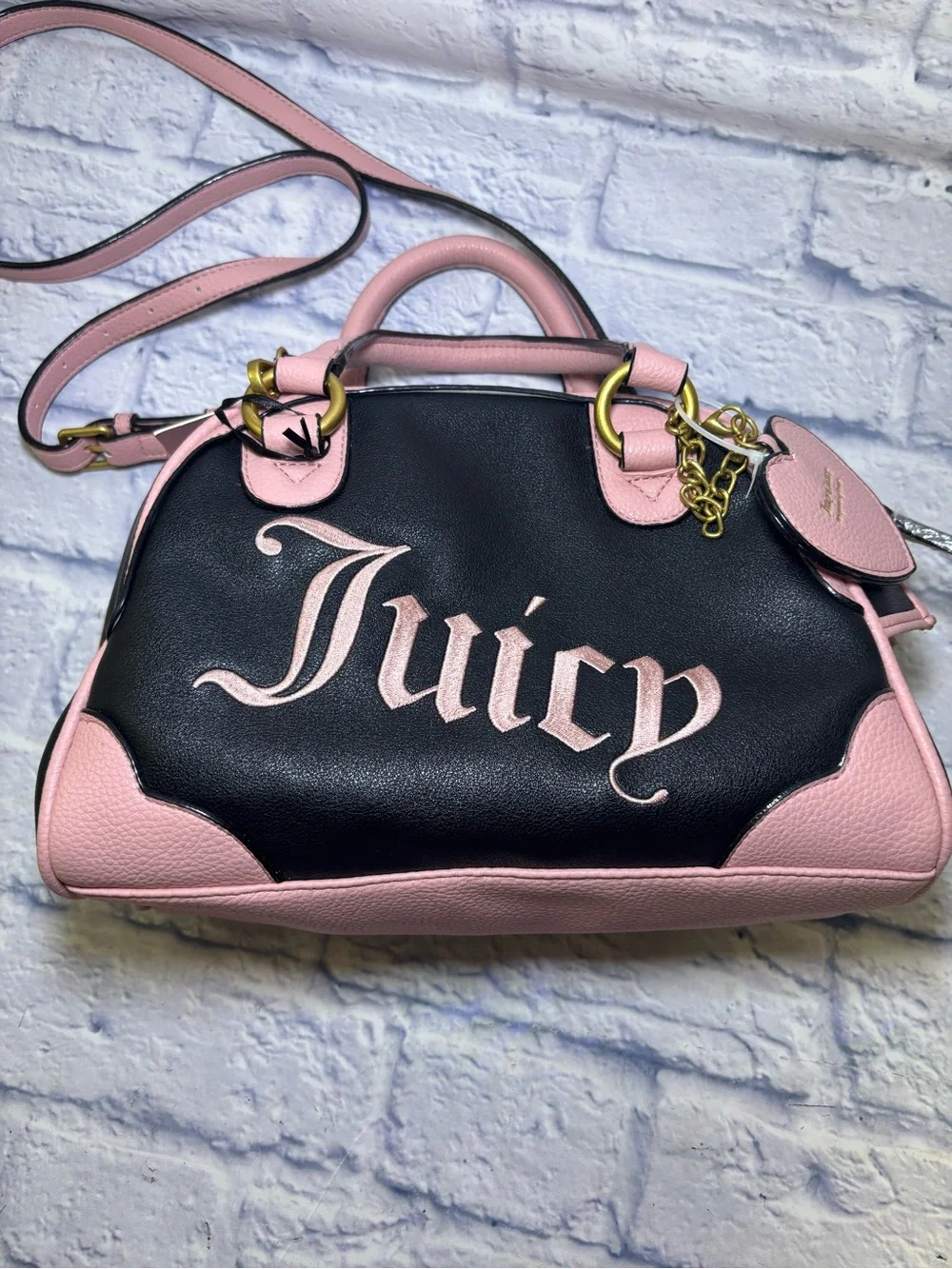 Juicy Couture  Satchel Liquorice Urban Heritage Bowler NEW Pink Black